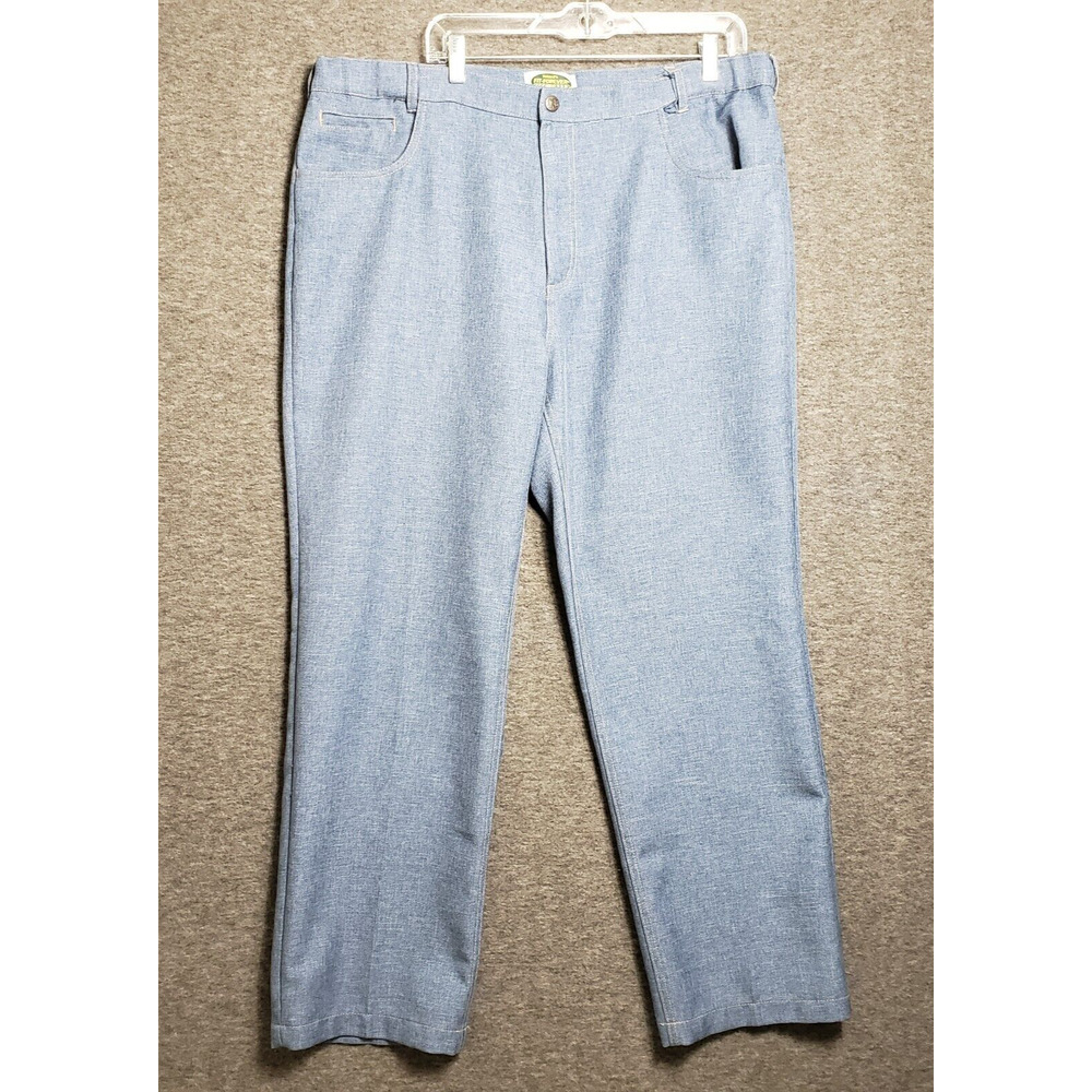 Habands Fit Forever Pants Mens Size 40 Blue Light Denim Front Pleated Trousers